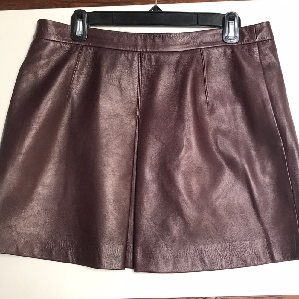 Vince Burgundy Leather Skirt